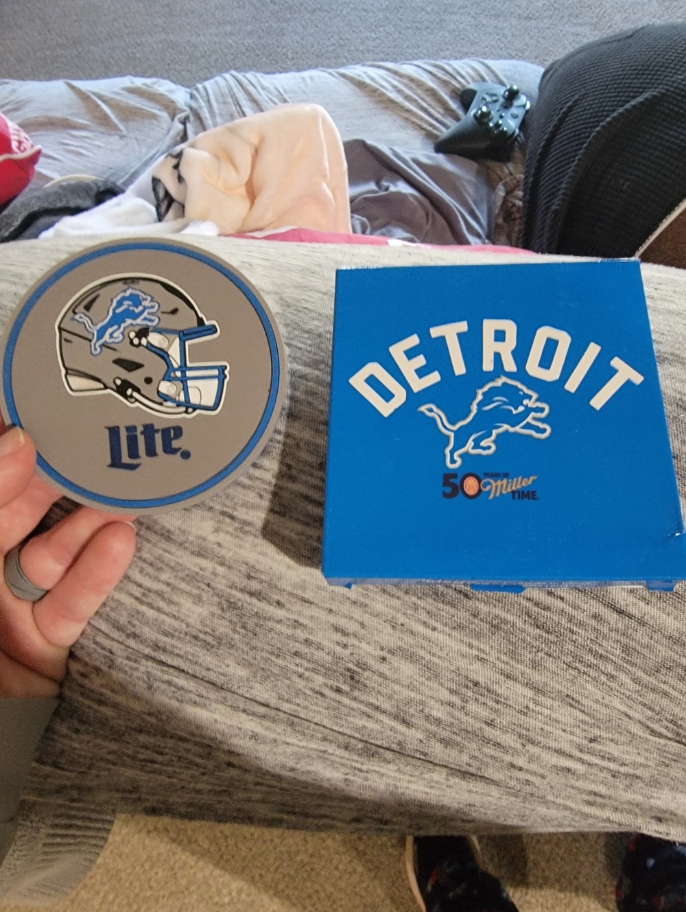 Detroit Lions Blue and Gray Coaster SET